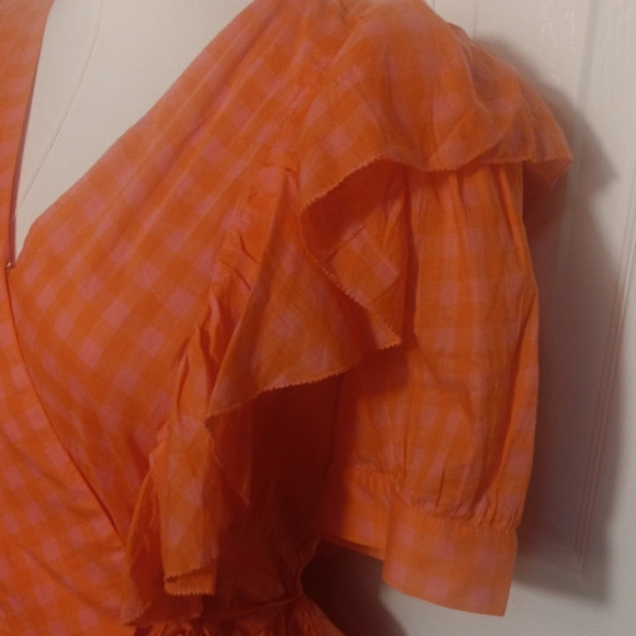 J. Crew Bright Pink Checkered Ruffle Blouse - Picture 6 of 16